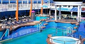 Norwegian Dawn cruise ship Oasis Pool, an outdoor pool with ice cream bar.