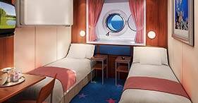 Norwegian Dawn cruise ship Obstructed View Stateroom with two beds and picture w