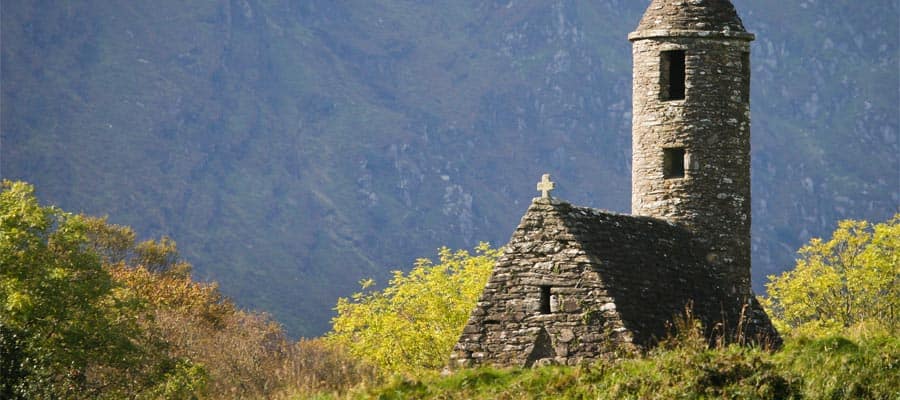 Ancient church in Glendalough on your Europe cruise