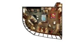 Norwegian Epic cruise ship Deluxe Owner's Suite floorplan.