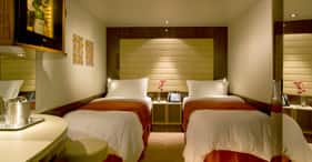 Norwegian Epic cruise ship Inside Stateroom with two beds and separate shower.