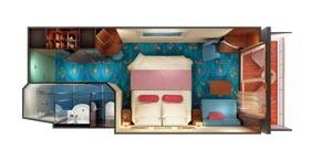 Norwegian Gem cruise ship Balcony Stateroom floorplan.