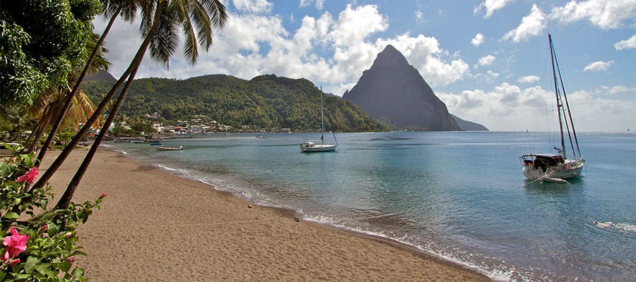 Beautiful Beaches when you cruise to St. Lucia