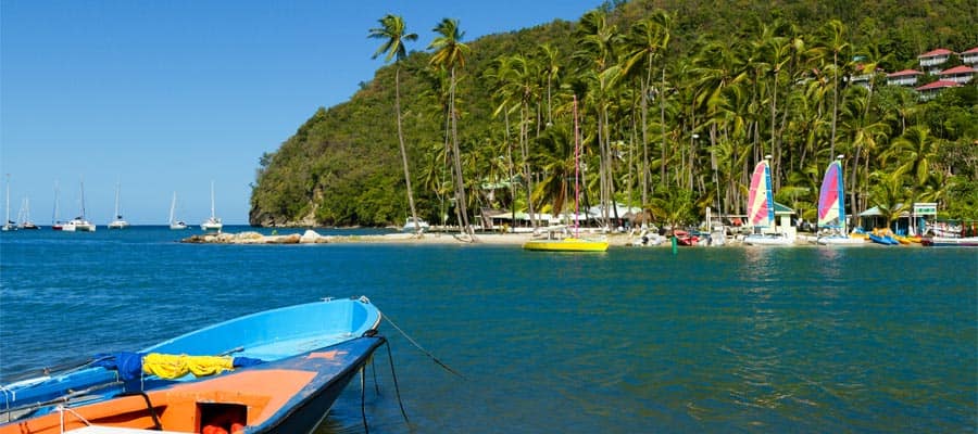 Lush scenery in Marigot Bay on your St. Lucia cruise