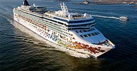 Norwegian Gem cruise ship aerial view from the front