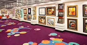 Norwegian Jade cruise ship Art Gallery with works available for purchase.