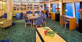 Norwegian Jade cruise ship library with view.