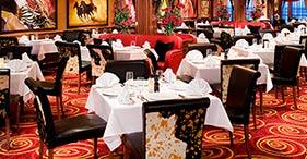 Norwegian Pearl cruise ship Cagney's Steak House with a 1930's theme.