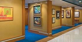 Pride of America cruise ship SoHo Art Gallery with a wide range of paintings.