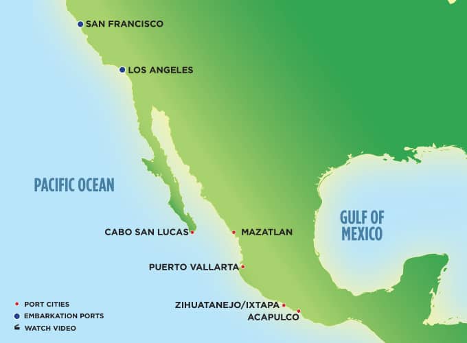 Mexican Riviera Cruises Ports Map