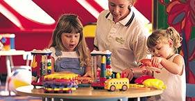 Norwegian Sky cruise ship Kid's Korner with arts and crafts and a movie area.
