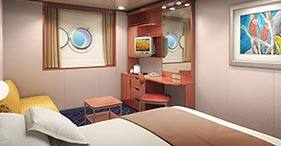 Norwegian Sun cruise ship Superior Oceanview Stateroom with two beds, sitting ar