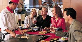 Norwegian Sun cruise ship Teppanyaki with authentic Asian food prepared right in