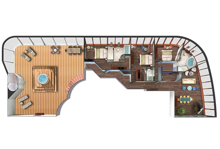 Norwegian Dawn's 3-Bedroom Garden Villa Floor Plan