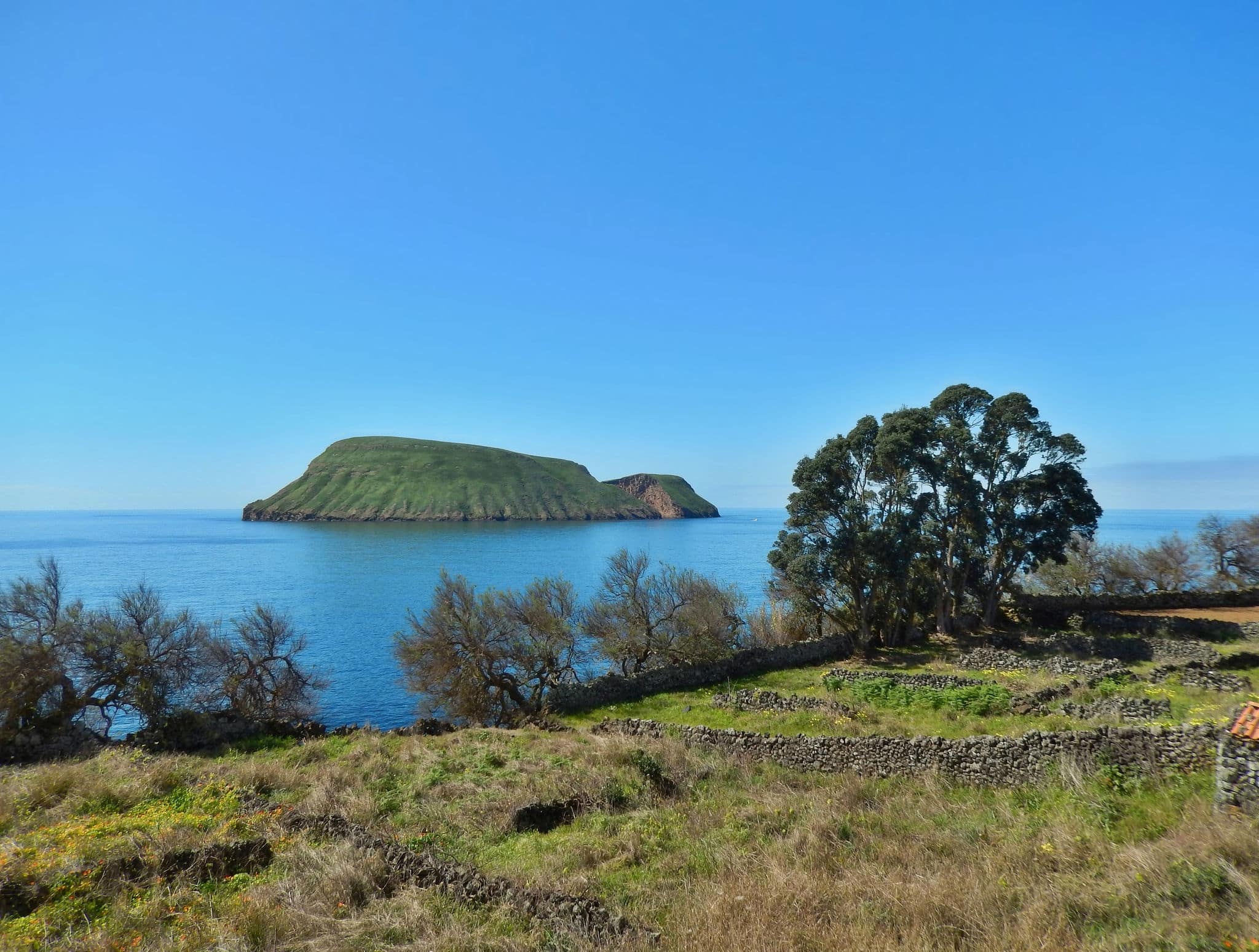 View of Ilheus das Cabras two volcanic islands remnants of the original volcanic cone.