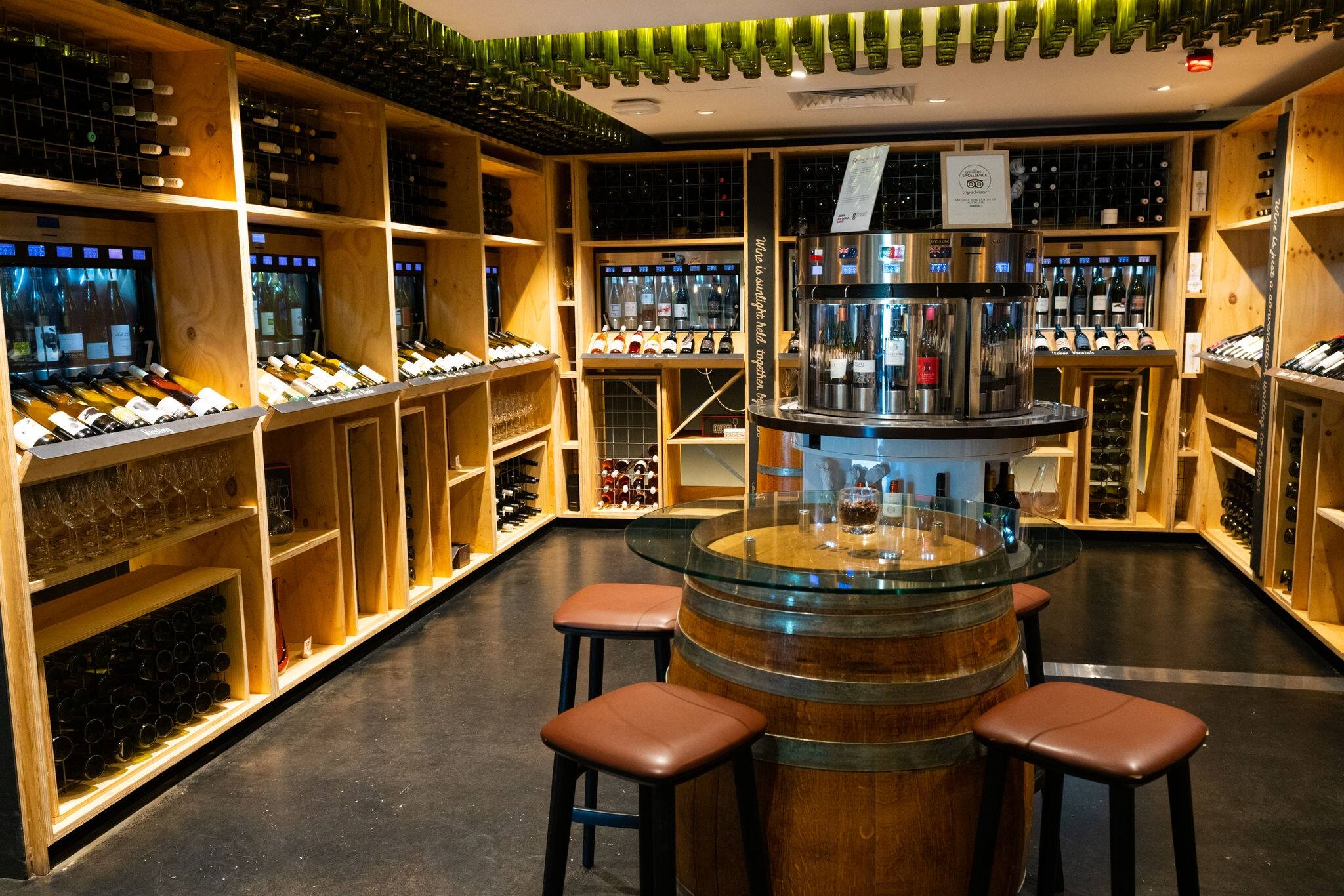 31st December 2018, Adelaide Australia: National Wine Centre of Australia interior with wine tasting area in Adelaide SA Australia