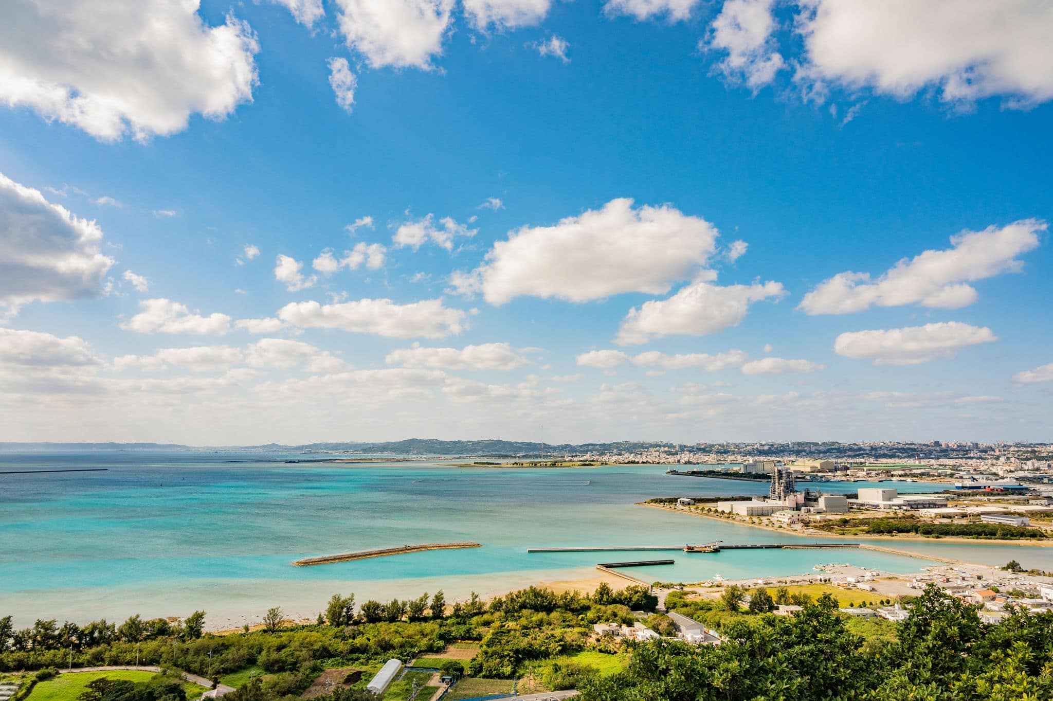Nakagusuku Bay seen from the ruins of Katsuren Castle in Okinawa