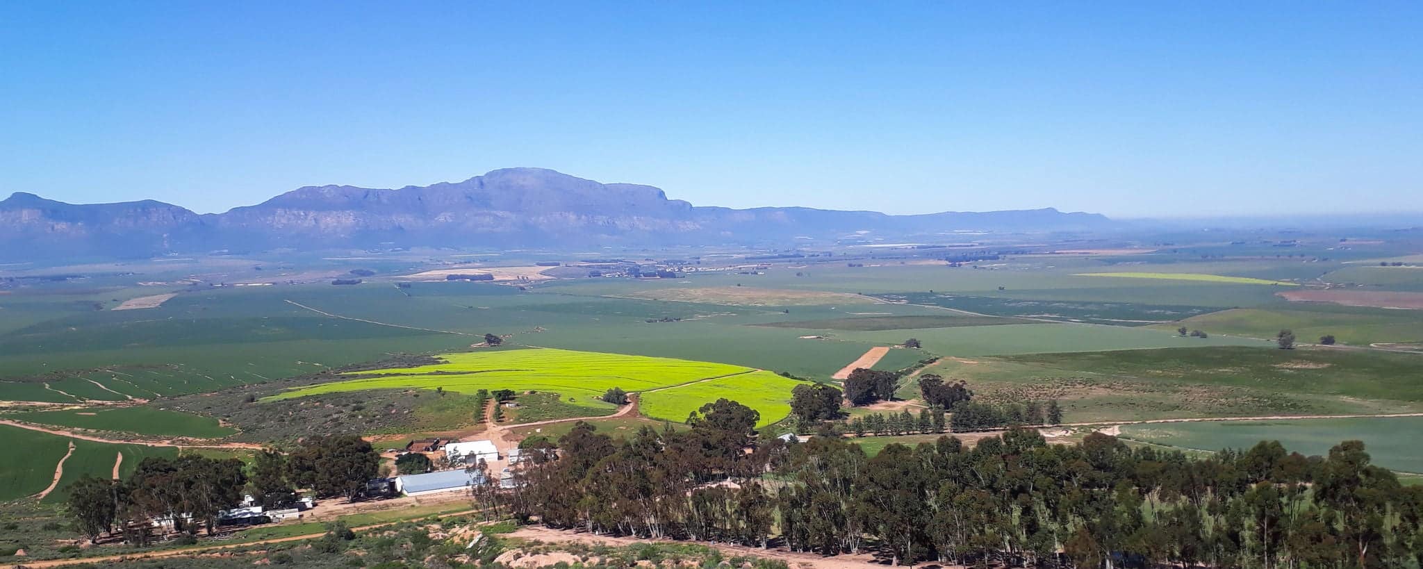 Agricultural farm fields in South Africa. Hilly terrain. Republic of South Africa