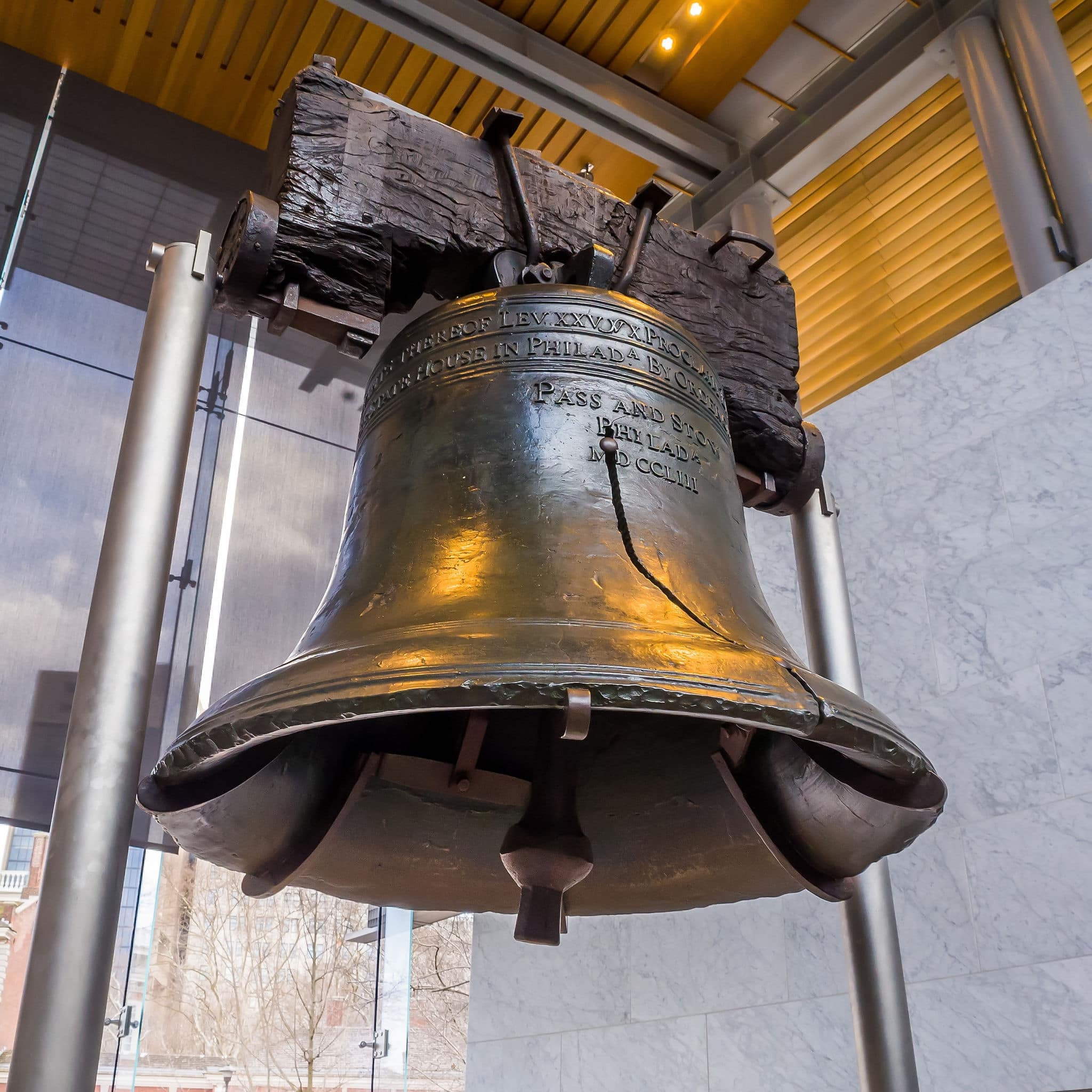 Liberty Bell  old symbol of American freedom  in Independence Mall building in Philadelphia Pennsylvania