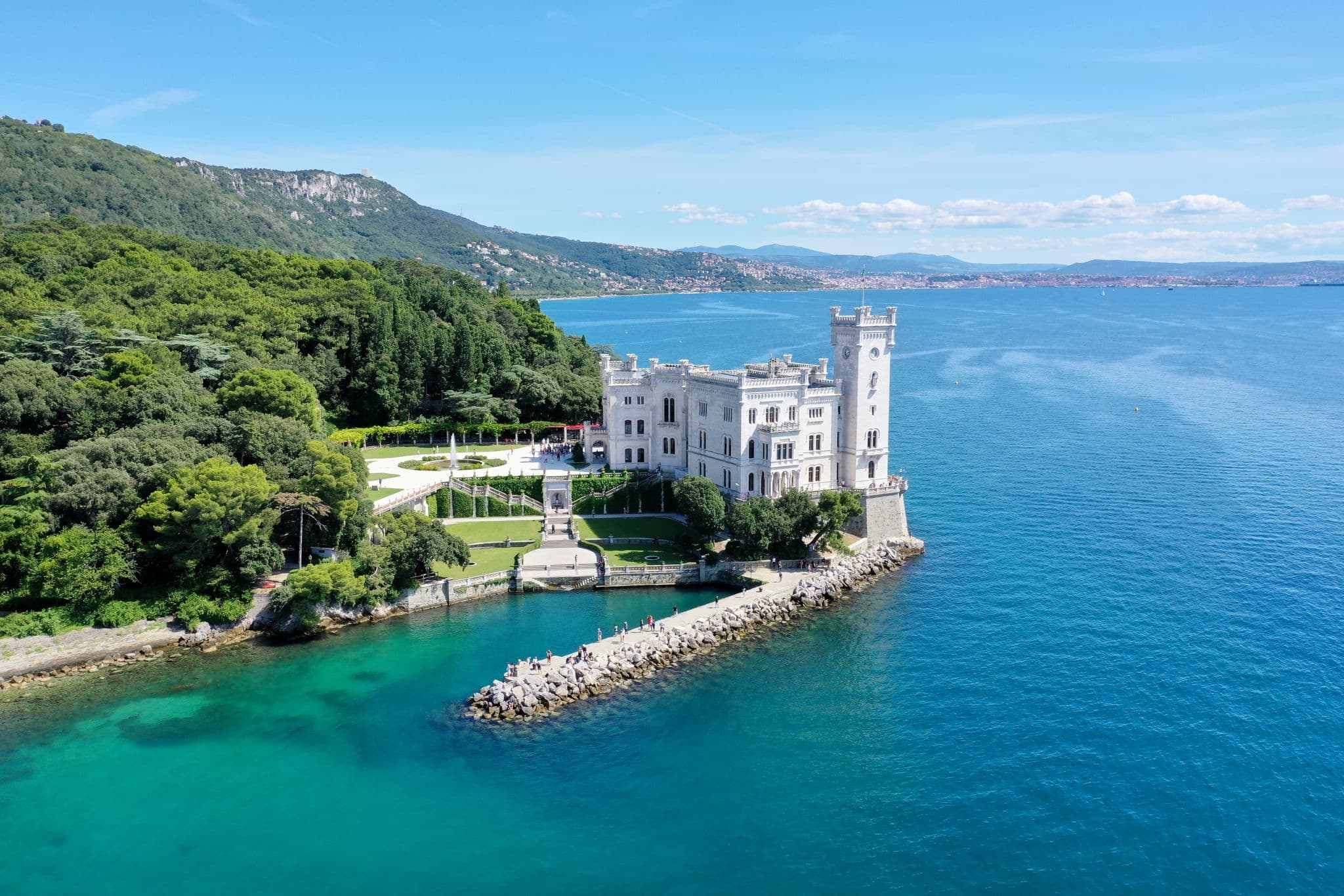 Miramare castle Trieste Italy aerial view