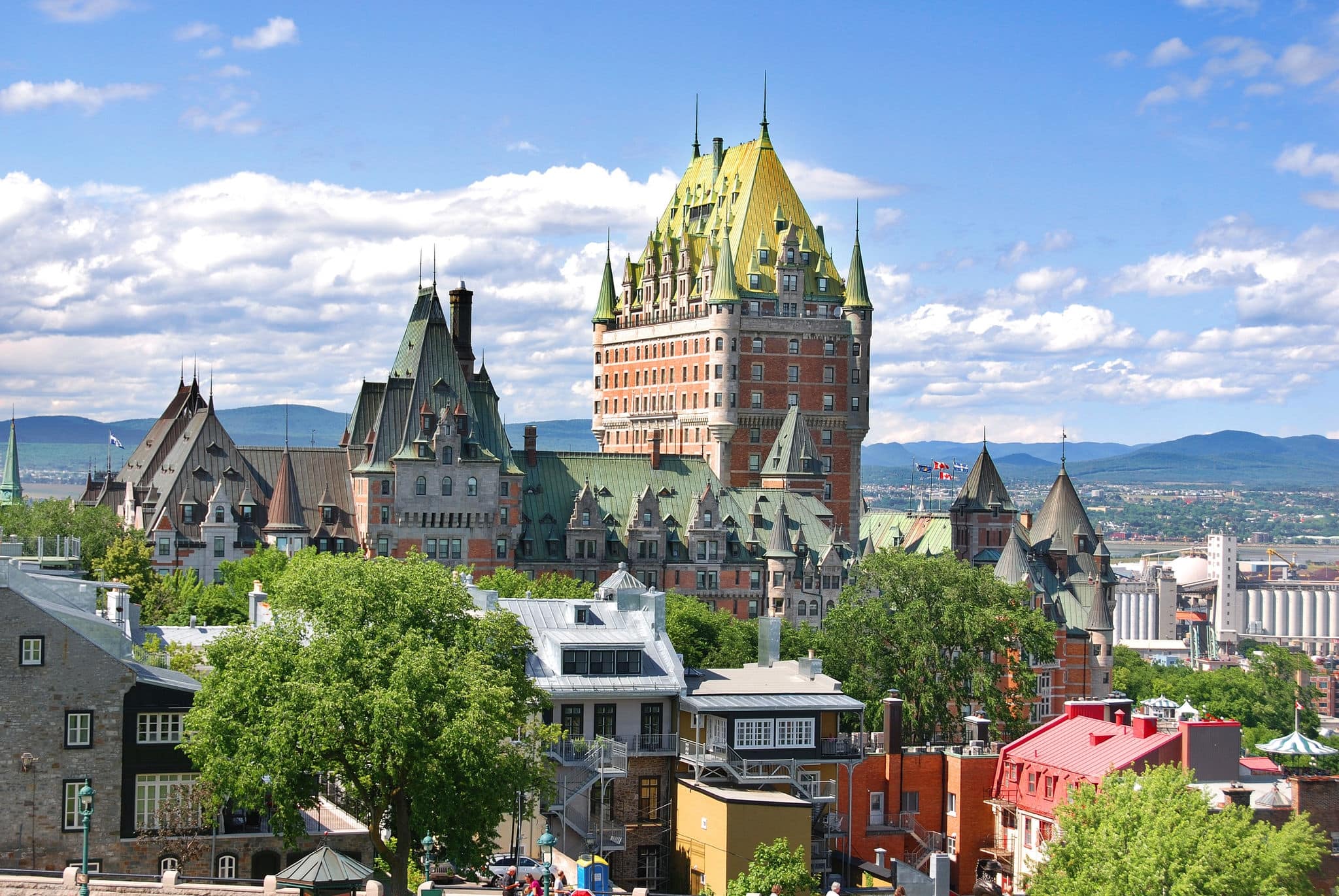 View of old Quebec and the Château Frontenac, Quebec, Canada. It was designated a National Historic Site of Canada during 1980. the site was the residence of the British governors of Lower Canada.