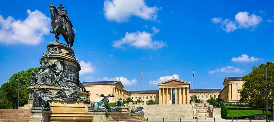 Washington Monument is located outside the Philadelphia Museum of Art Pennsylvania.