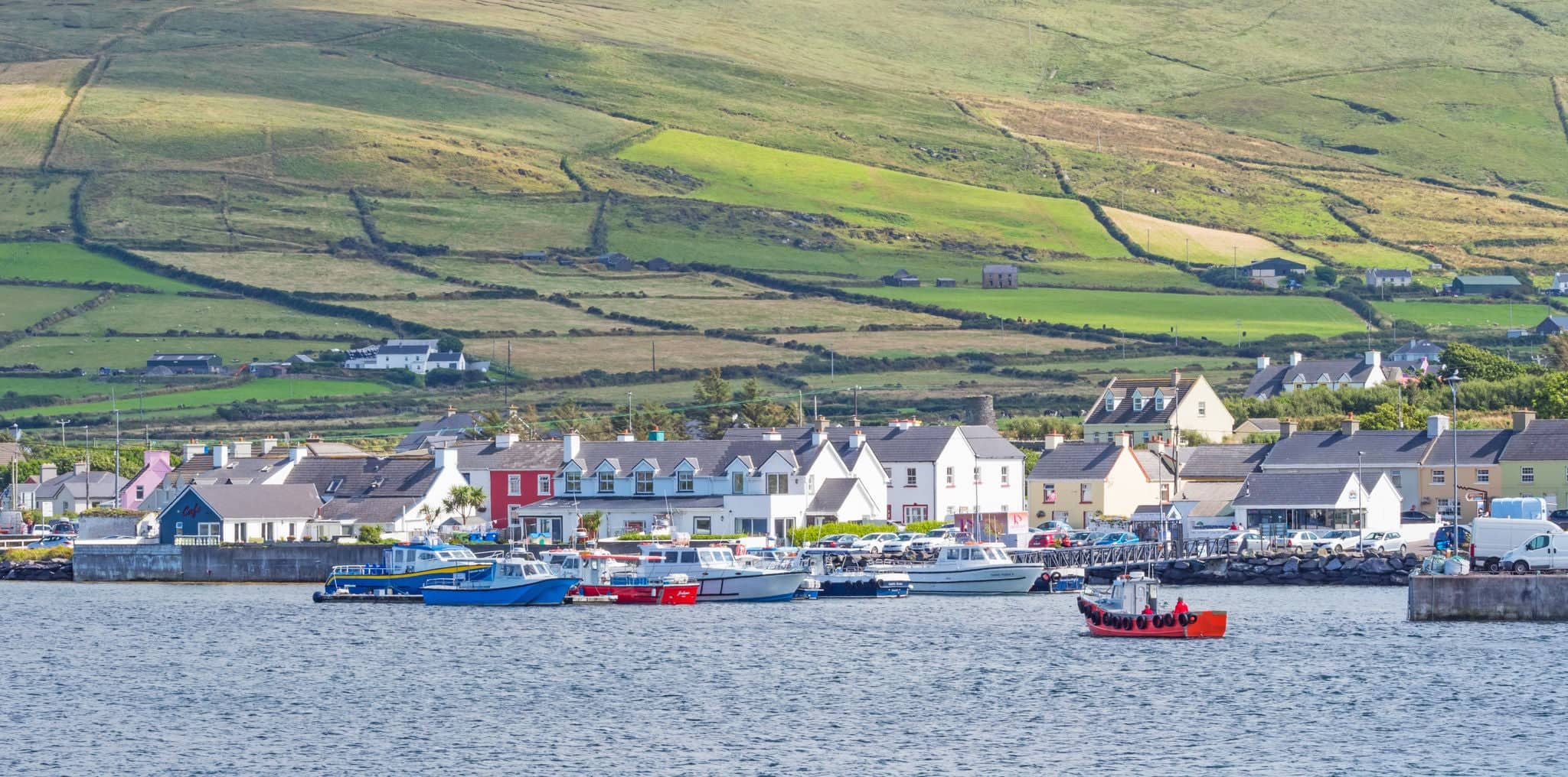 PORTMAGEE, IRELAND - AUGUST 12, 2019: A view of Portmagee, from Valentia Island in County Kerry in Ireland.