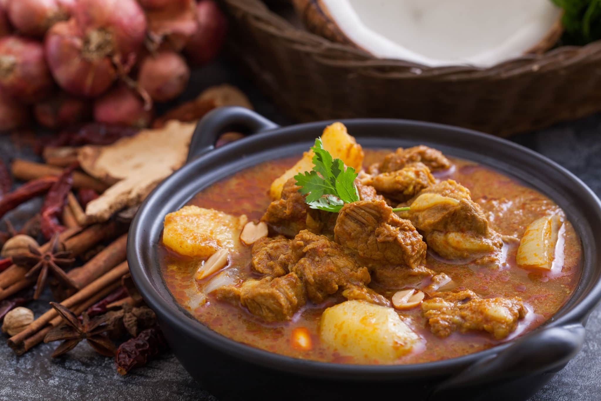 Beef massaman curry, thai cuisine
