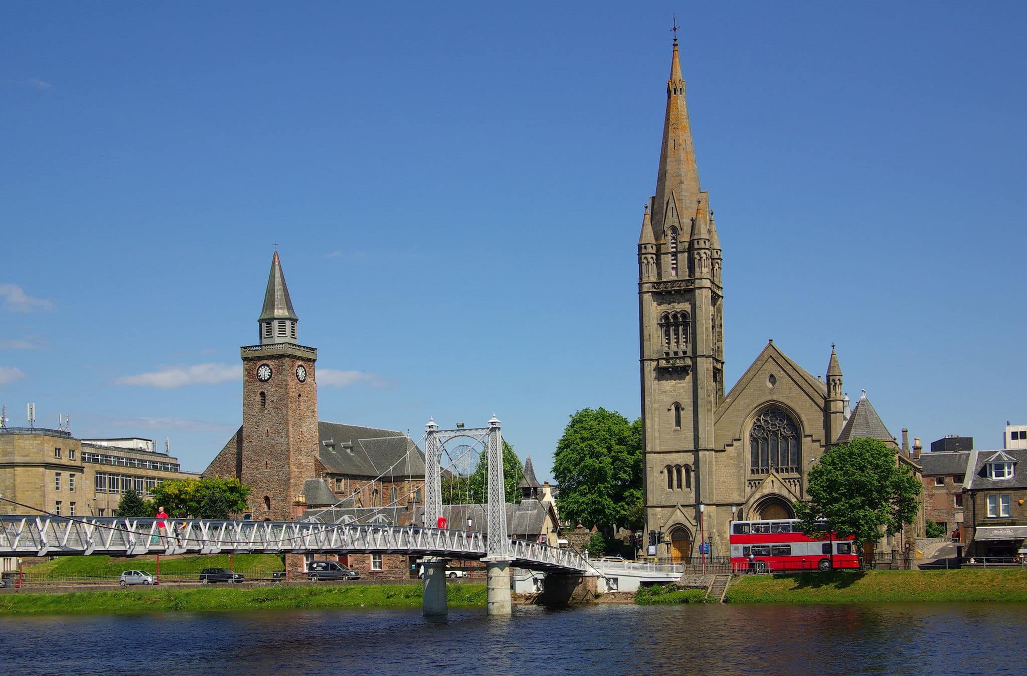 Bridge in Inverness, Scotland on a sunny summer day