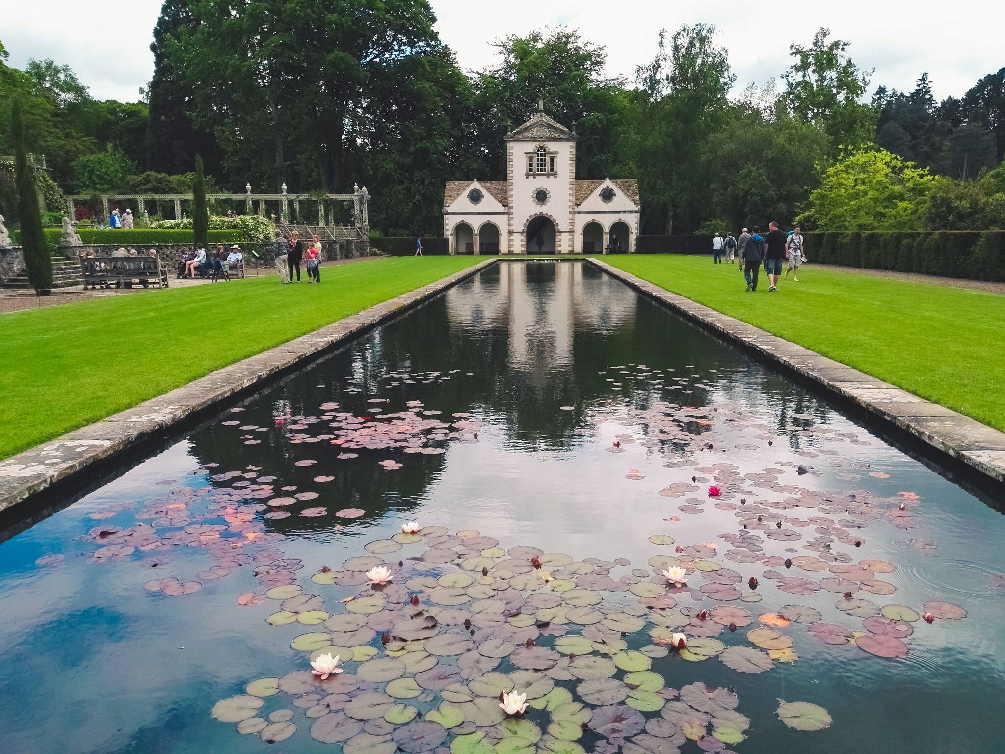 Tal-y-cafn, Wales, United Kingdom - June 2016: People relaxing at Bodnant Gardens