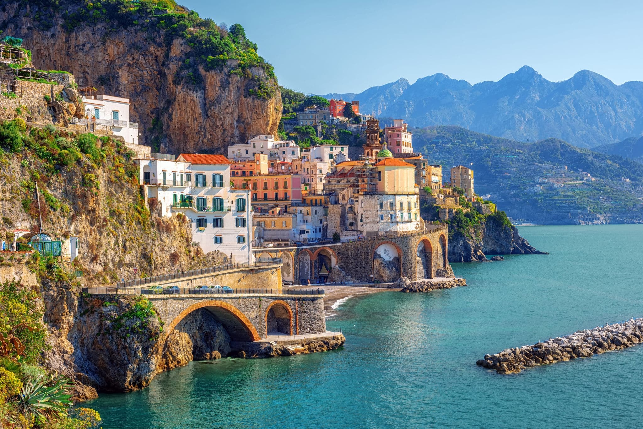 Atrani town by Amalfi on beautiful mediterranean Amalfi coast, Naples, Italy