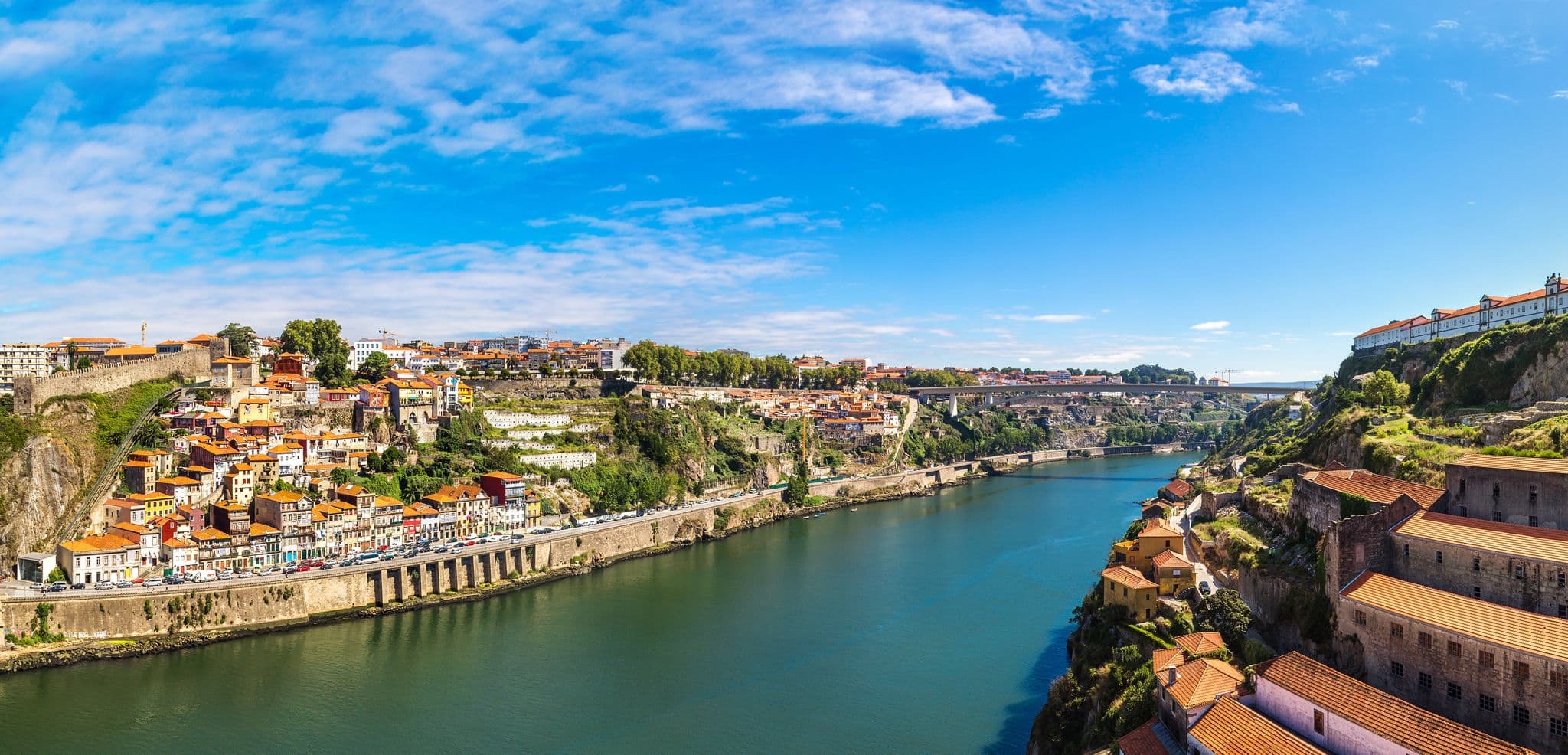 Aerial view of Porto in Portugal in a beautiful summer day
