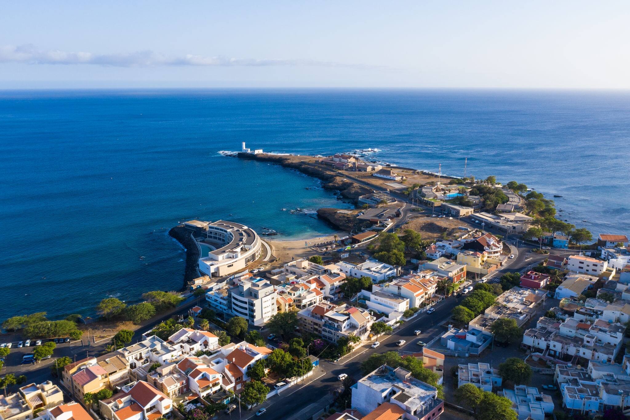 Aerial view of Praia city in Santiago - Capital of Cape Verde Islands - Cabo Verde