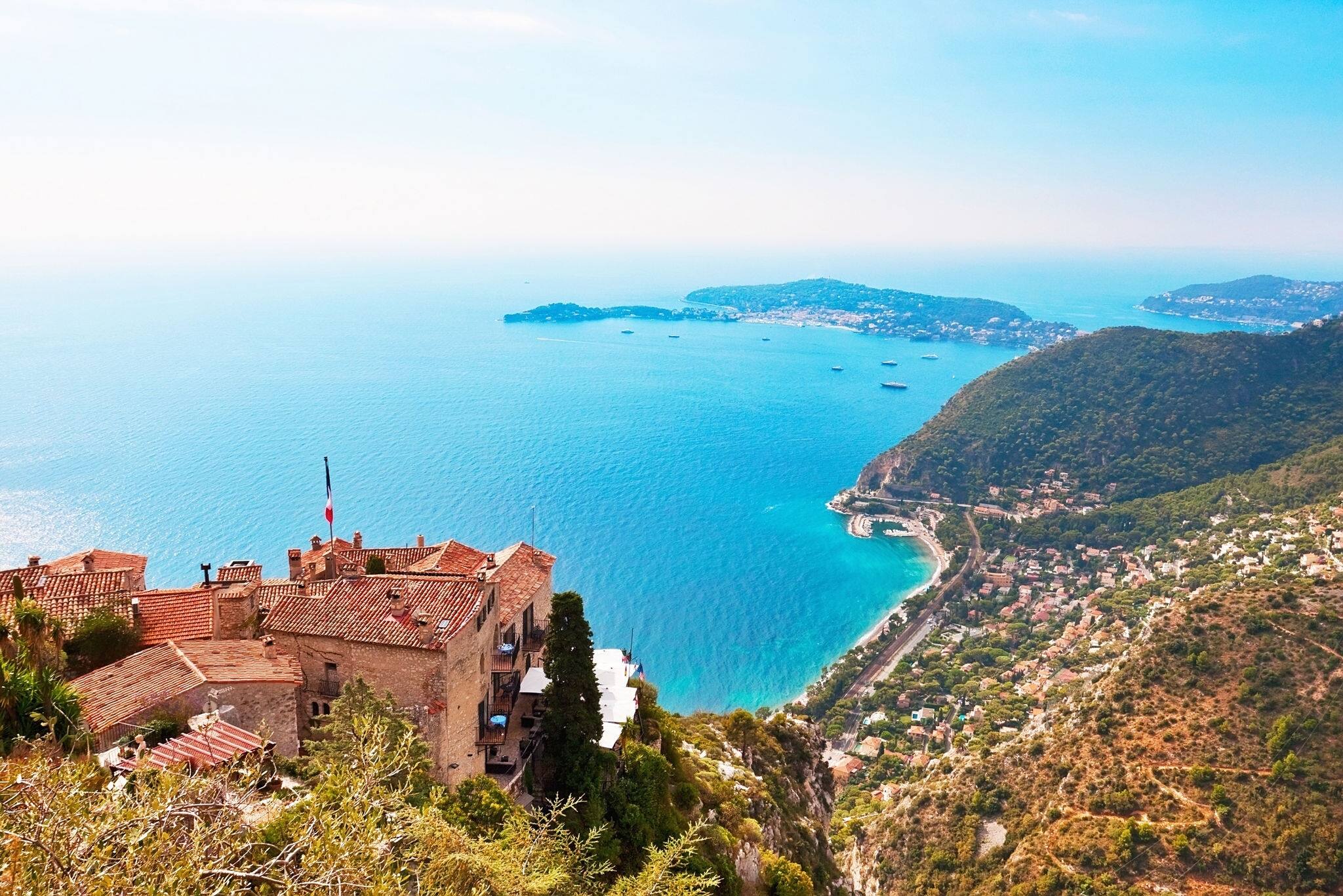 View from Eze in France to Nice and other villages