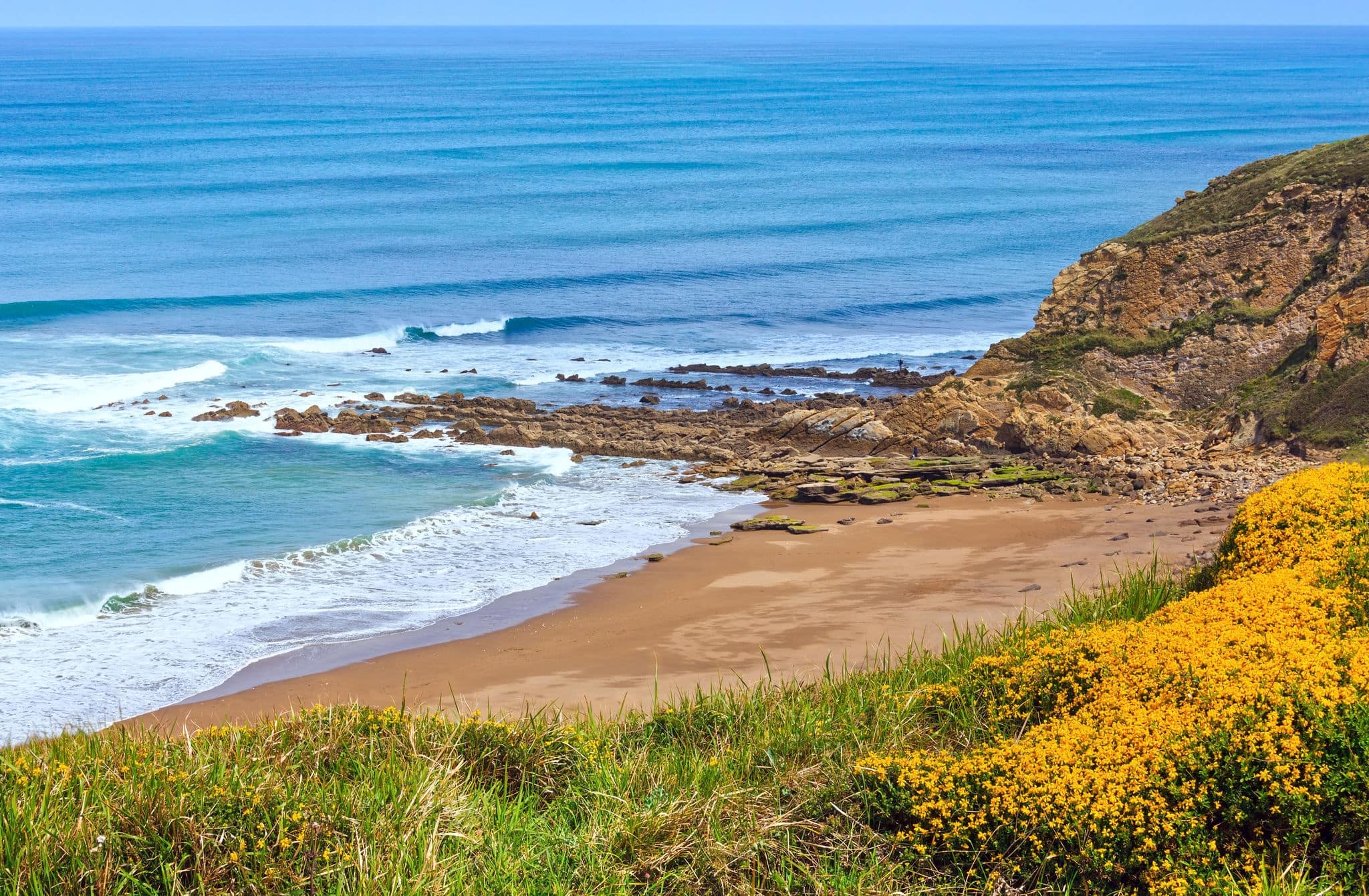 Beach Azkorri or Gorrondatxe in Getxo town, Biscay, Basque Country (Spain).