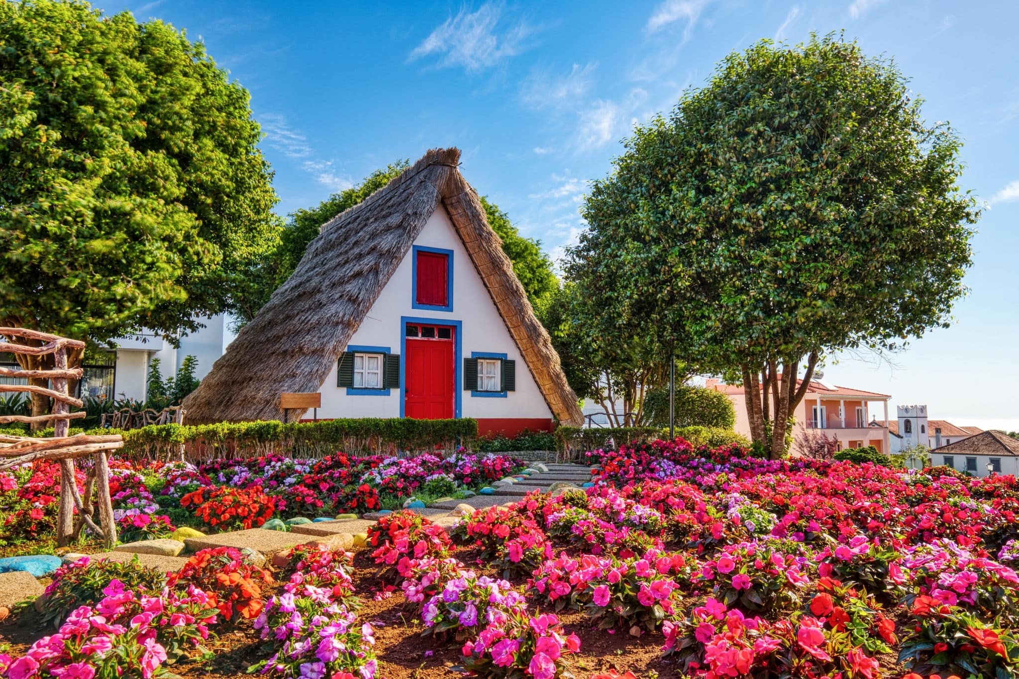 Traditional Houses on Madeira during a Sunny Day, Portugal    