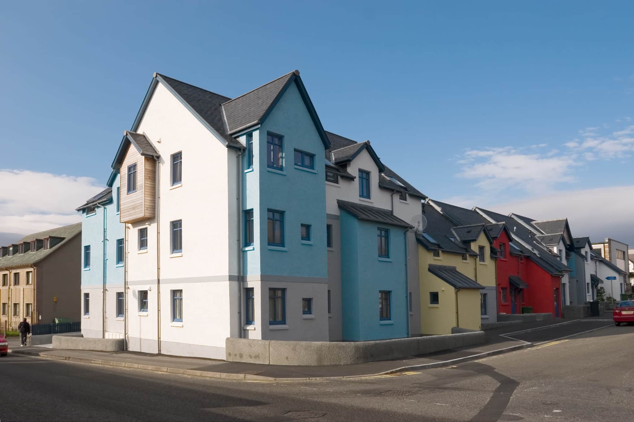 Colorful housing in Stornoway, Isle of Lewis, Scotland