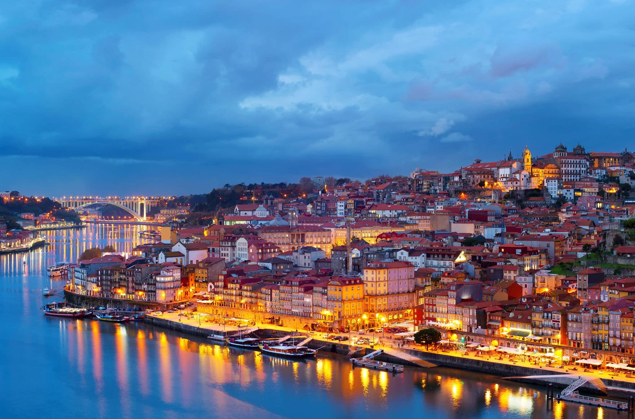 Beautiful Porto Old Town at twilight, Portugal
