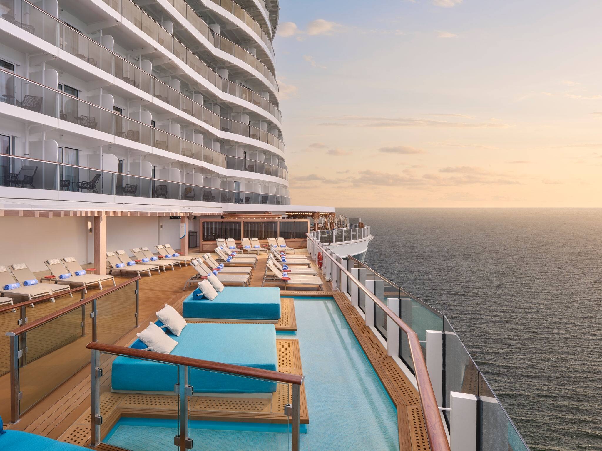 NCL Prima Activities Infinity Beach Pool Lounge Chairs