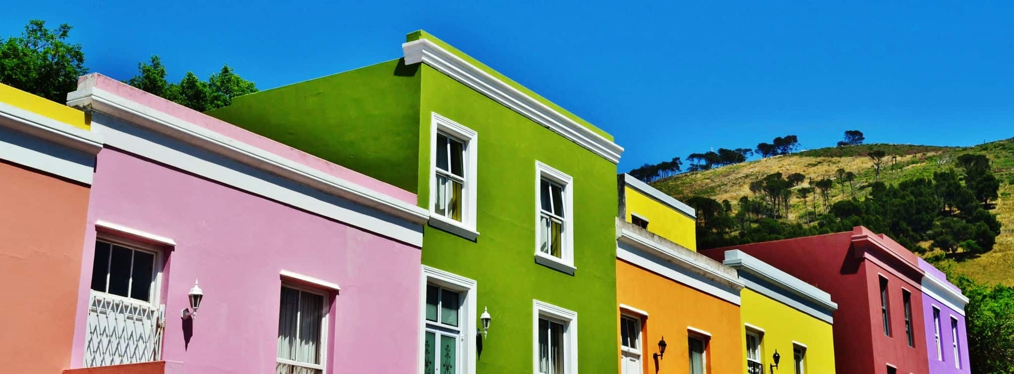 Landscape with colorful houses in Bo Kap Cape Town