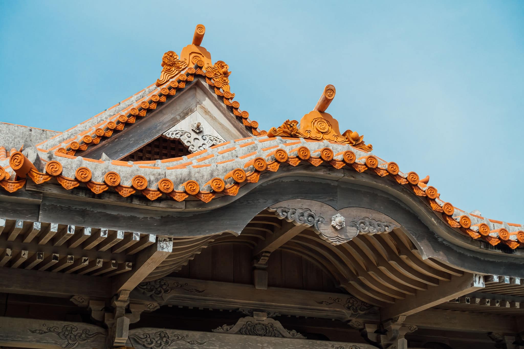 The eave structure of a Japanese temple