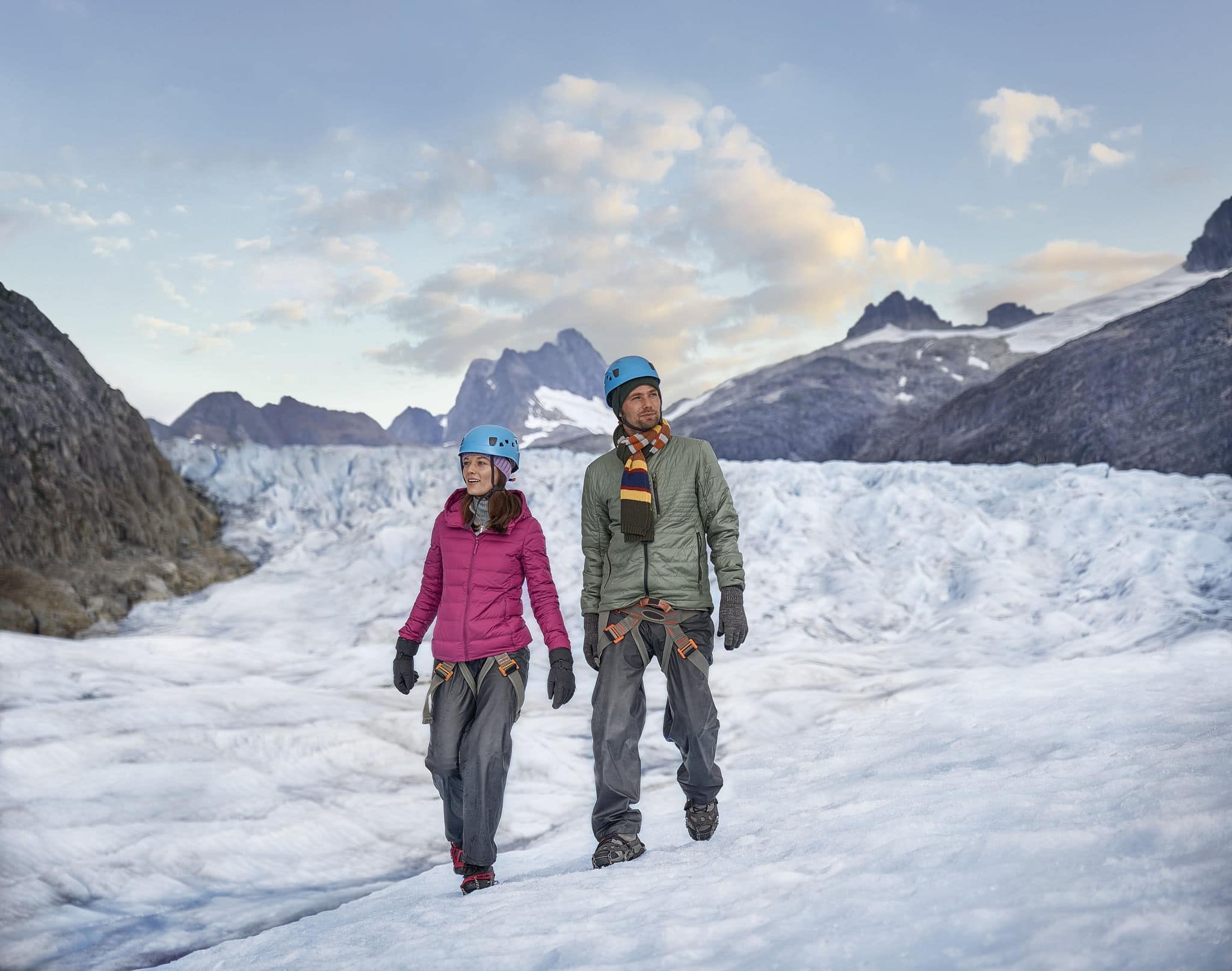 Couple on top of a glacier