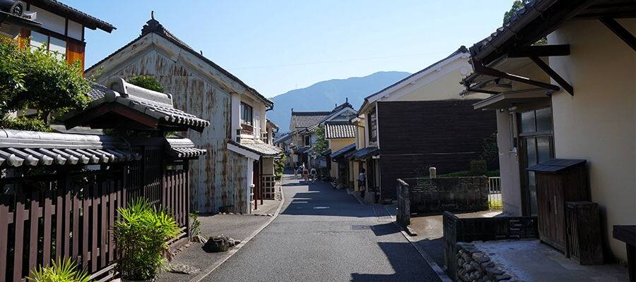 Street view of Uchiko, a small village in Japan.