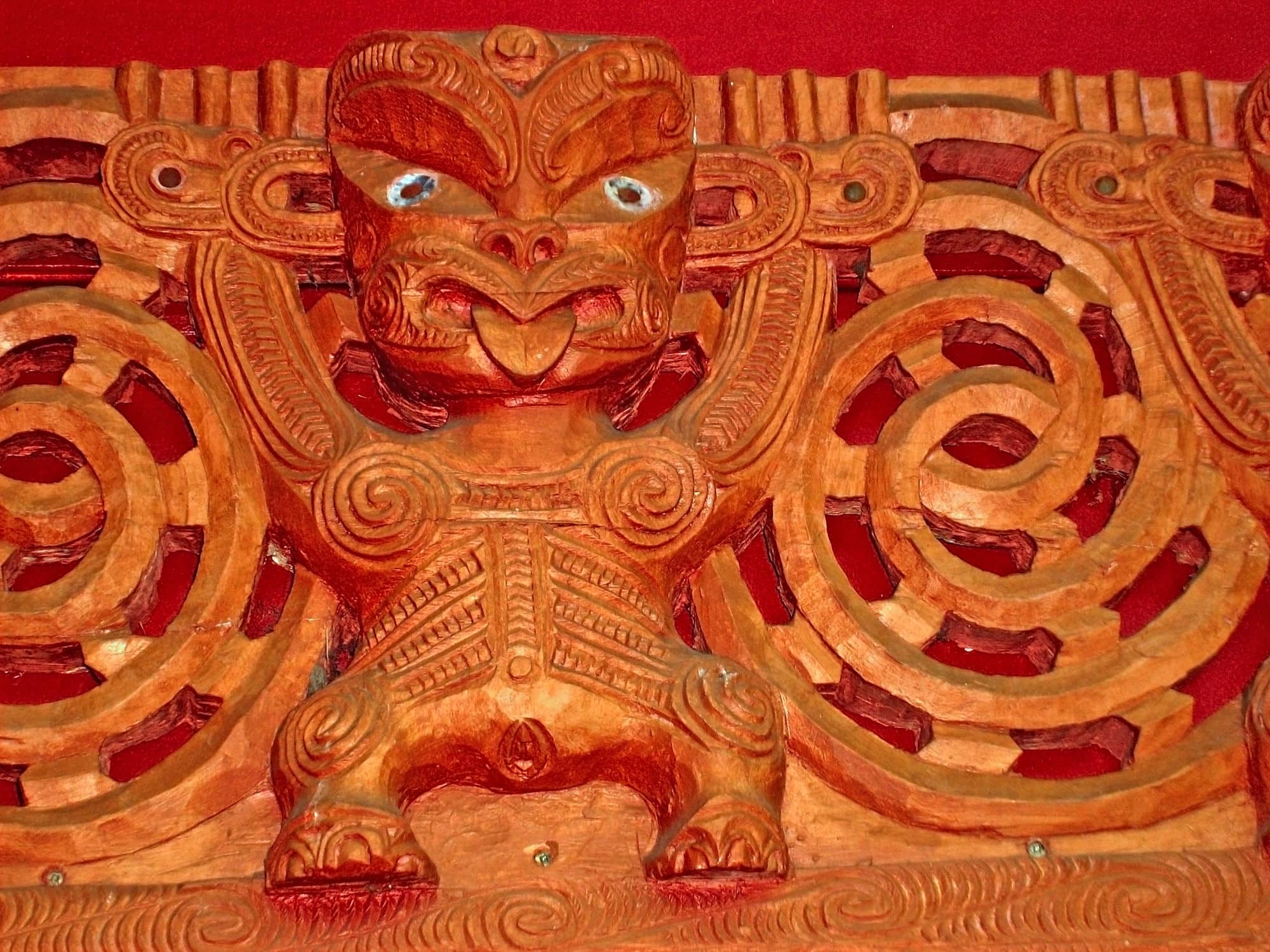 Maori Wooden carved figure of wahine(Woman) depicting fertility