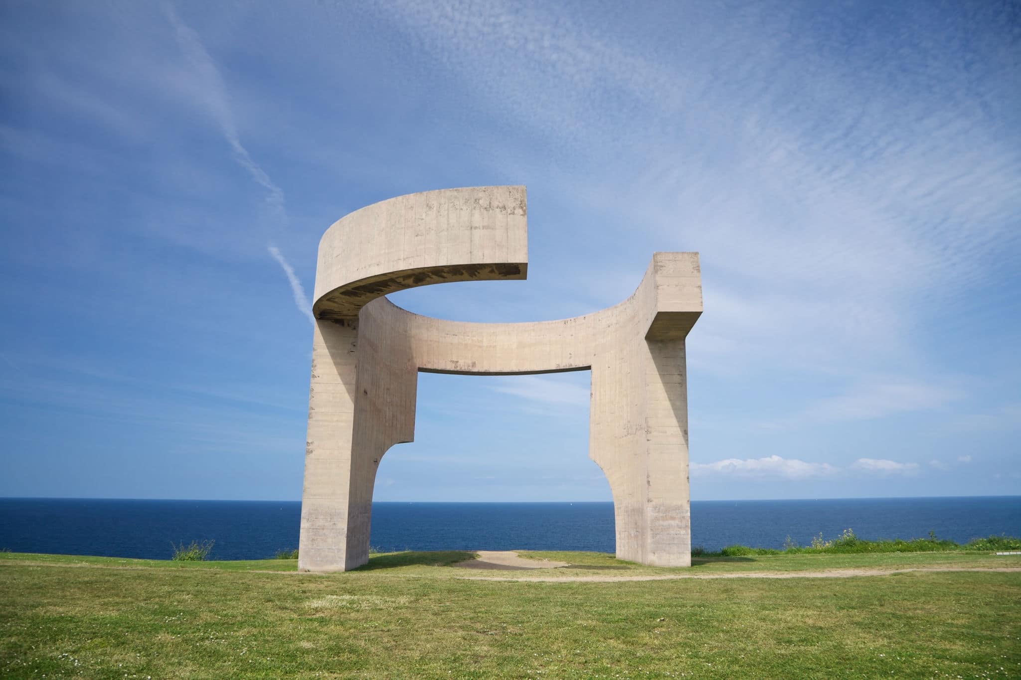 Eulogy of the Horizon by Eduardo Chillida public monument in Gijon city Asturias Spain