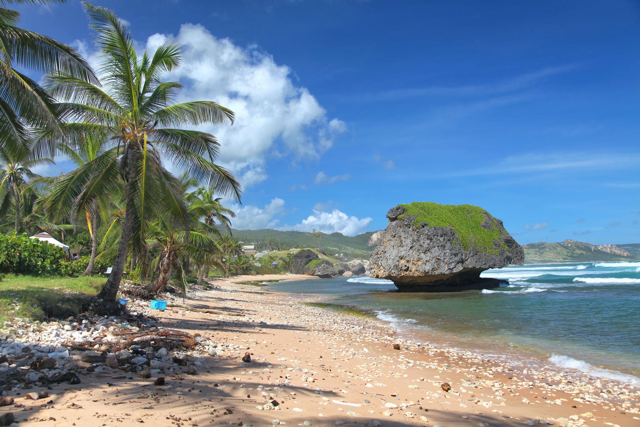 A lonely beach at Bathsheba, on the Atlantic side of Barbados, Lesser Antilles