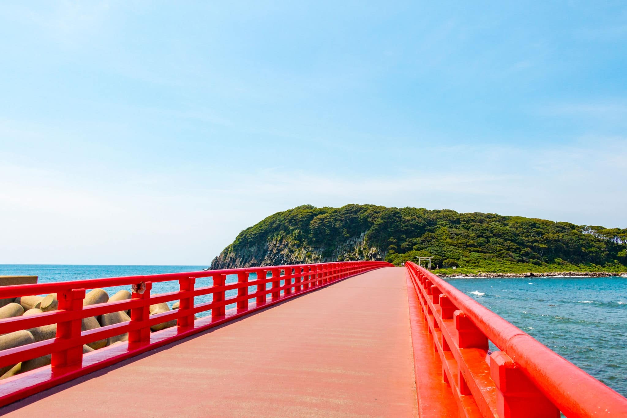 Oshima island and Oshima Bridge. Anto, Mikunicho, Sakai City, Fukui Prefecture