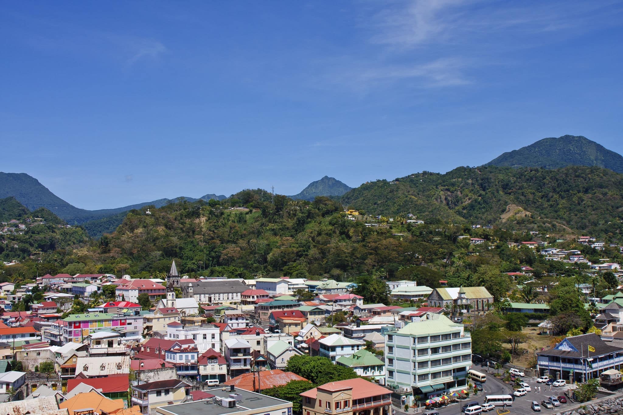Colorful town of Rosseau, Dominica by Green Tropical Hills