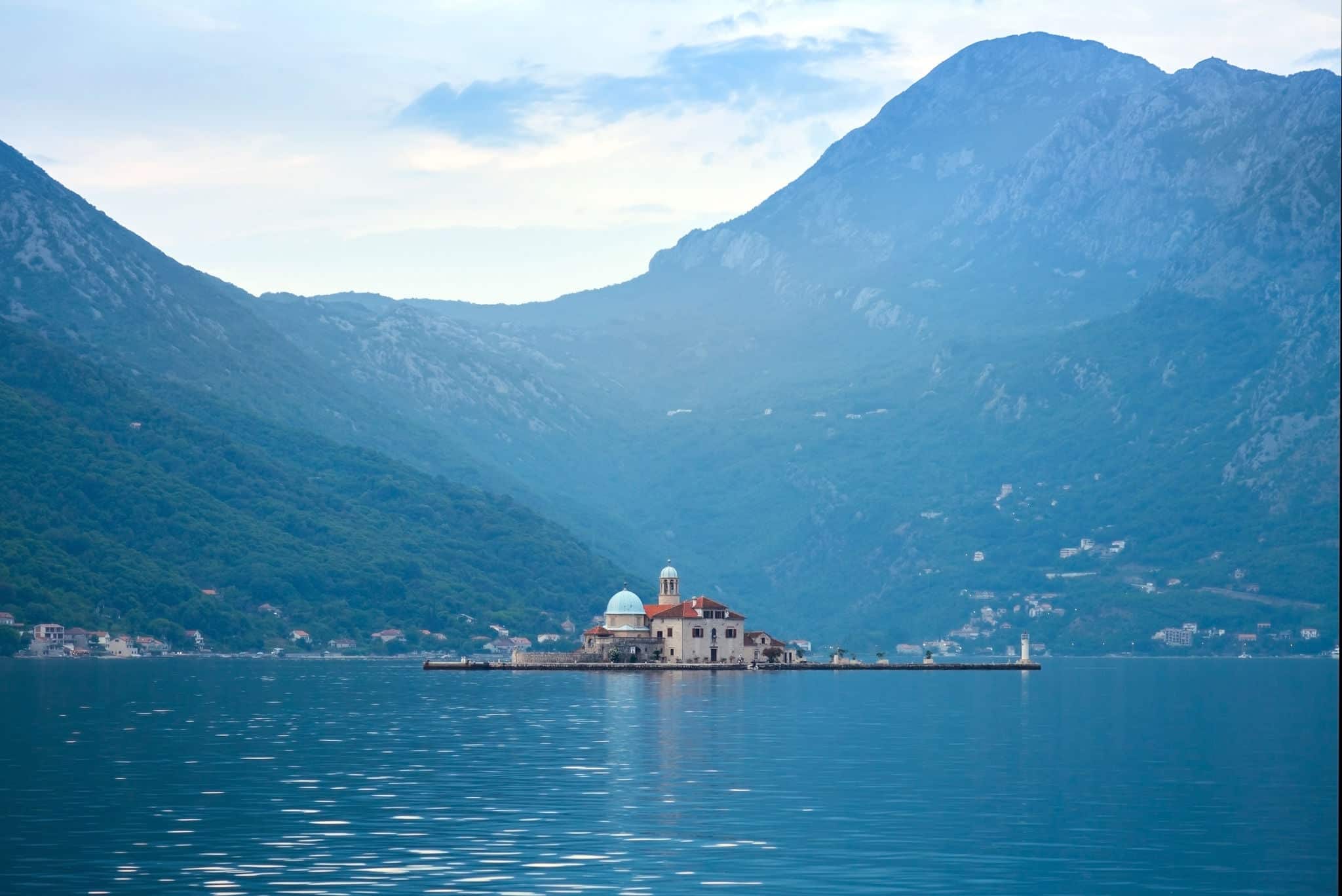 Island Our Lady of the Rocks with church. Bay of Kotor