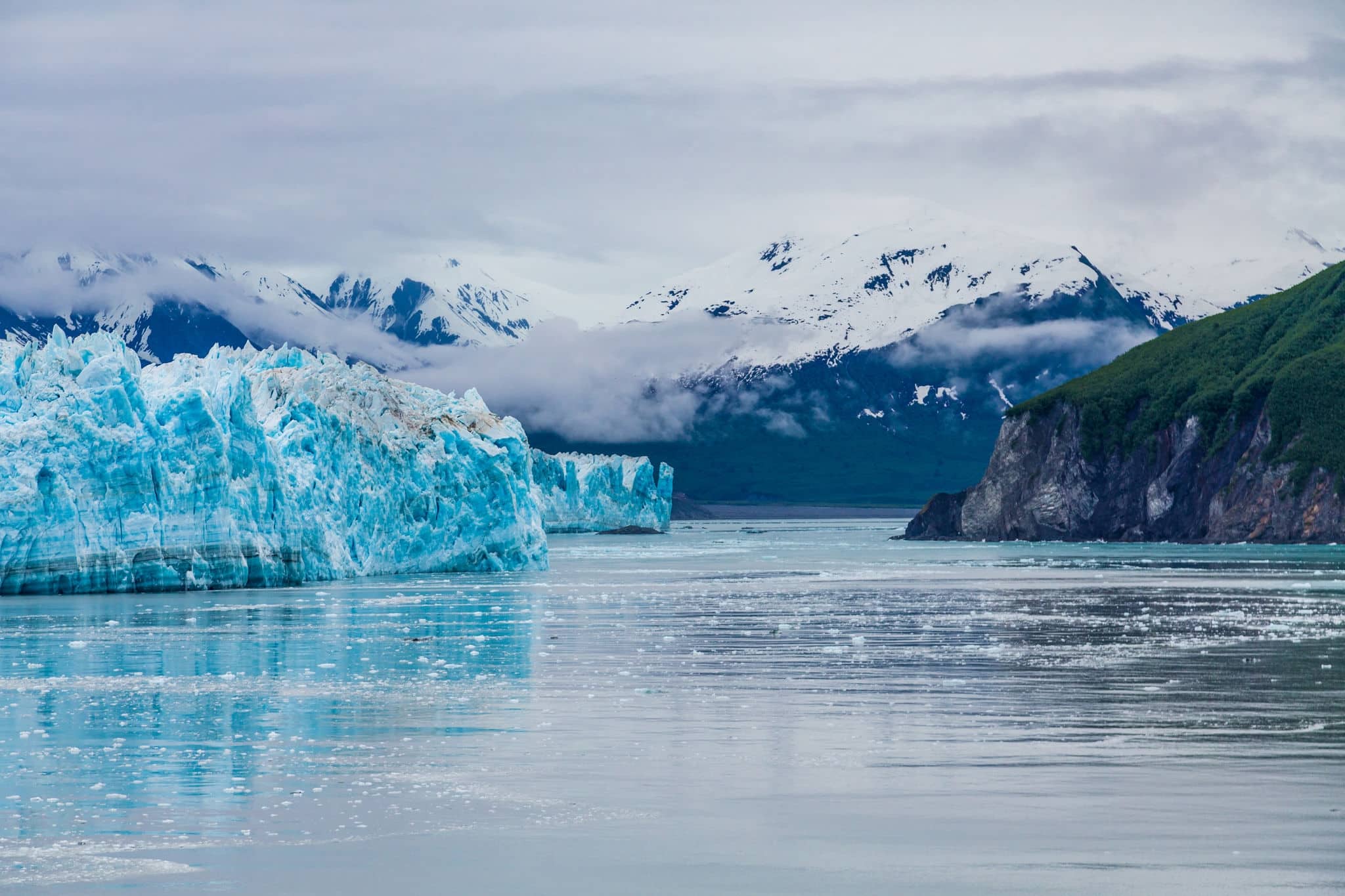 Hubbard Glacier in Alaska under Cloudy Skies